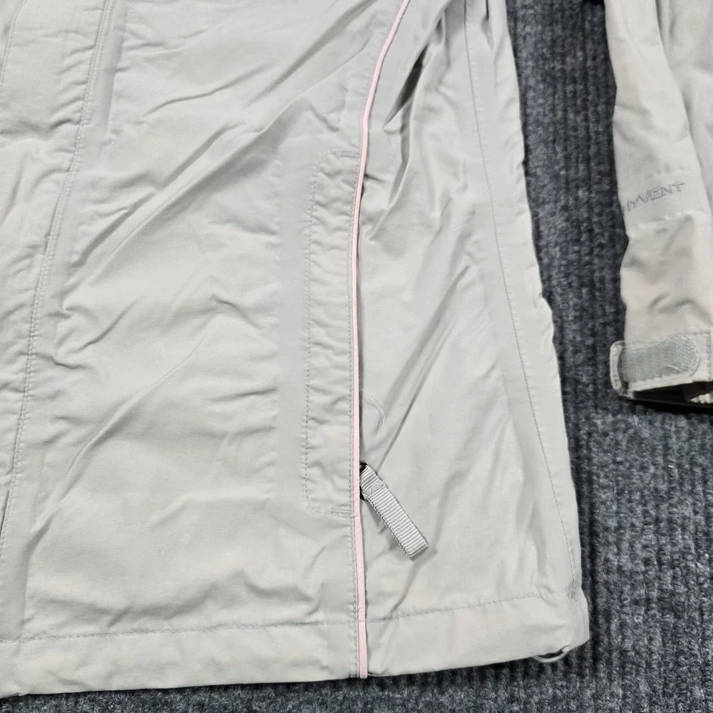 The‎ North Face HyVent Jacket Girls XL Beige Hooded Waterproof Lined Rain Coat